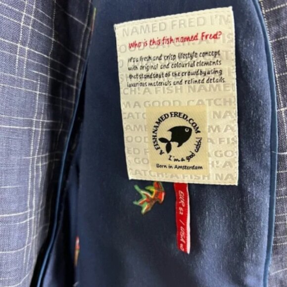 A Fish Named Fred Linen Blazer Jacket Size 40 - Picture 5 of 9
